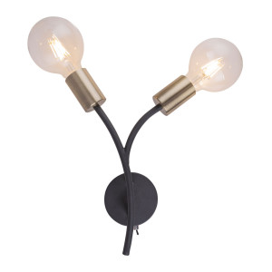 LED Wandlampe, Messing antik, schwarz, H 32 cm, SARINI