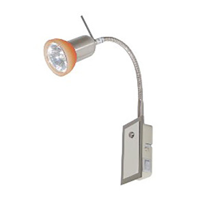 Wandlampe, Glas Chrom, Nickel matt orange, flexibler Arm, H 25cm