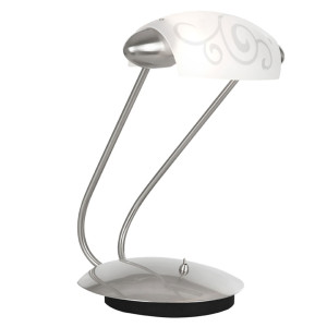 Tischlampe, Glas, Metall, silber, verstellbar, H 35,5 cm