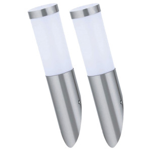 2er Set LED Wandleuchten, Edelstahl, weiß opal, H 37,6 cm, VT-832