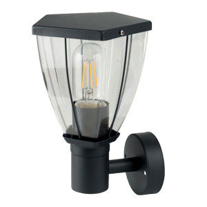 LED Wandleuchte, Edelstahl, schwarz, klar, H 24,5 cm, VT-835