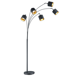 LED Stehlampe, schwarz-gold, Textilschirme schwenkbar, H 200 cm, TOMMY