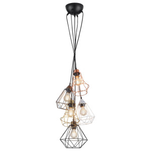 LED Pendelleuchte, Käfig Design, mehrfarbig, H 150 cm, MEIKE