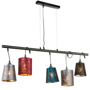 LED Hängelampe, Samtschirme multicolor, L 100 cm, TICON