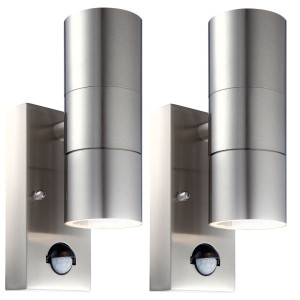 2er Set LED Edelstahl Wandlampe, Bewegungsmelder STYLE