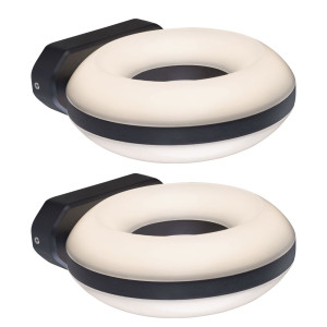 2x LED Wandlampe, Up & Down, Ring, Alu, H 6,5 cm ALISEA