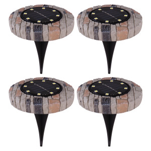 4er Set LED Solarleuchten, Steinoptik, 12,5 cm