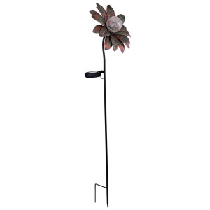 LED Solar-Steckleuchte, Glas crackle, rost, H 90 cm