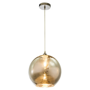 RGB LED Hängelampe, Kugelschirm, Glas, Chrom, H 134 cm, JORAH