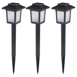 3er Set LED Solarlampen, Laternen Design, Feuereffekt, H 37 cm