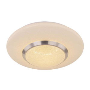 LED Deckenleuchte, Metall, nickel-matt, Kristalle, Sparkle