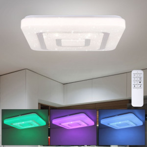 RGB LED CCT Deckenleuchte, dimmbar, Fernbedienung, Chromring