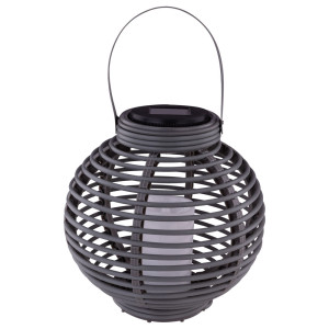 LED Solarleuchte, Rattan-Kugel, Kerze, H 23 cm