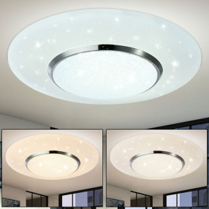 LED Deckenleuchte, Chrom, Kristalle, Sparkle Dekor, 3 Stufen