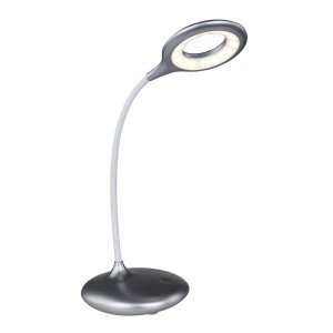 LED Tischleuchte, Touchdimmer, Flexo, weiß, silberfarben