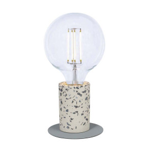 Tischleuchte, Metall, grau, Terrazzo-Stein Optik