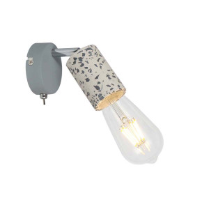 Wandleuchte, Metall, grau, Chrom, Terrazzo Steinoptik