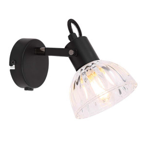 Wandlampe, Metall, schwarz, Glas, Spot beweglich