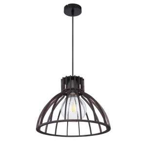 Hängeleuchte, Holz, Gitter-Design, schwarz, H 120 cm
