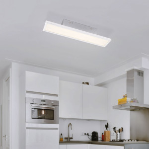 LED Deckenleuchte, nickel-matt, Chrom, Opal, rechteckig