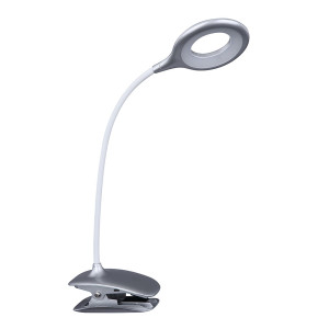 LED Klemmleuchte, Silber, Touch, Dimmer, Spot beweglich