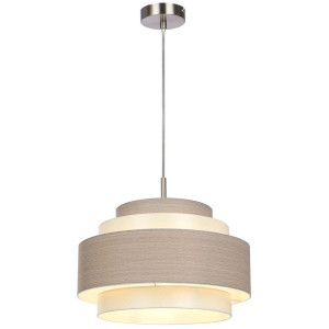 Hängeleuchte, Metall, nickel-matt, grau, beige