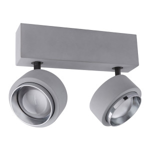 LED Deckenleuchte, Chrom, Beton, grau, Spots beweglich