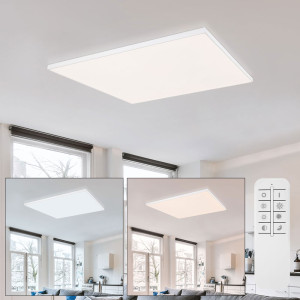 LED Deckenleuchte, Fernbedienung, dimmbar, Aluminium, Opal