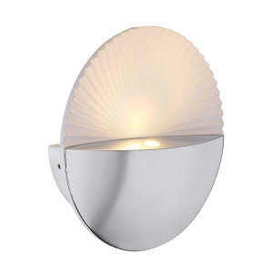 LED Wandleuchte, Metall, weiß, Chrom, rund, Muschel