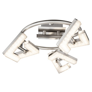 LED Deckenleuchte, Kristalle, Spots beweglich, silber, 37,3 cm