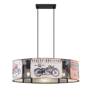 Hängeleuchte, schwarz, multicolor, Motorrad, H 136 cm, MORADE