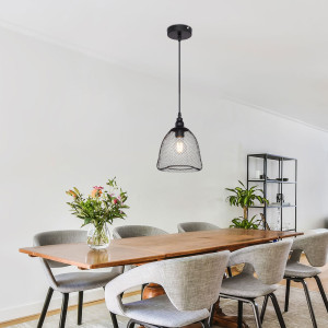 Hängeleuchte, Metall, schwarz-matt, PVC Kabel, rund