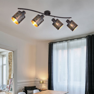 Deckenleuchte, schwarz, goldfarben, Spots beweglich