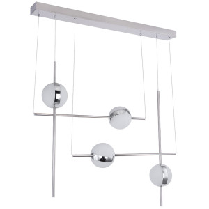 LED Hängeleuchte, Chrom, Kugeln opal,  L 83 cm