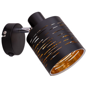 Wandleuchte, schwarz, goldfarben, verstellbar, H 14,5 cm
