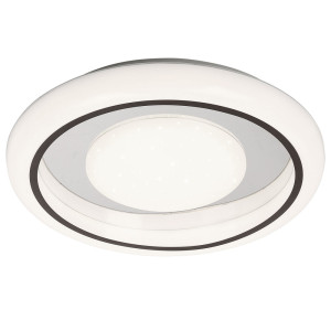 LED Deckenleuchte, Metall, weiß, Chromring, Sparkle Dekor