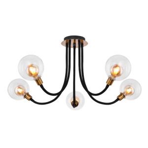 LED Deckenleuchte, Metall, gold, Antik, beweglich, Glas