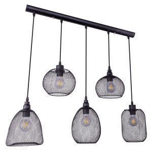 Hängeleuchte, Käfig-Optik, verschiedene Schirme, schwarz, L 89 cm, ANYA