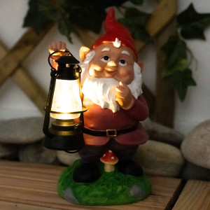 LED Solarleuchte, Gartenzwerg, Laterne, bunt, H 21,8cm