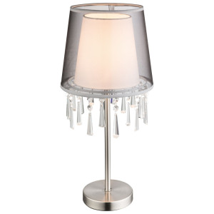 LED Kristall Tisch Leuchte, Textil schwarz, H 52 cm, SATINE