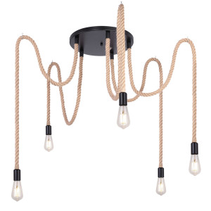 LED Hängeleuchte, Hanfseil, braun, Höhe 150 cm, ULLEU