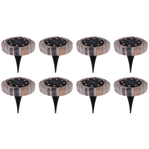 8er Set LED Solarleuchten, Steinoptik, 12,5 cm