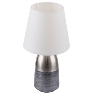 RGB LED Textil Touch Tischleuchte, silbergrau-schwarz, H 31 cm, EUGEN