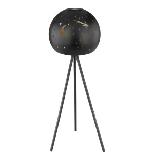 LED Solarleuchte, Kugel, Mond/Sterne, schwarz-gold, H 80 cm