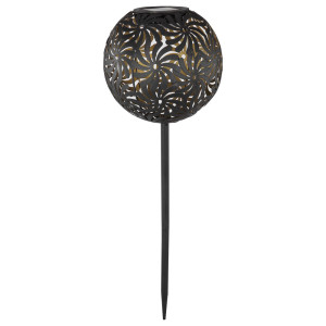 LED Solarlampe, Geflechtkugel, schwarz gold, H 54 cm