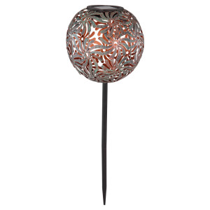 LED Solarlampe, Geflechtkugel, antik gold, H 54 cm