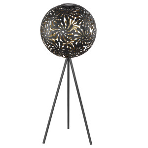 LED Solarleuchte, Kugel, schwarz-gold, H 80 cm