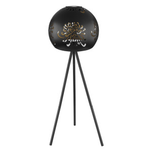 LED Solarleuchte, Kugel, Dekor Stanzungen, schwarz-gold, H 50 cm