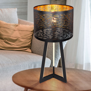 Tischleuchte, LED Ambiente-Licht, schwarz-gold, H 70 cm