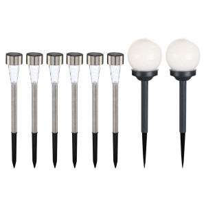 8er Set LED Solarleuchten, verschiedene Designs
